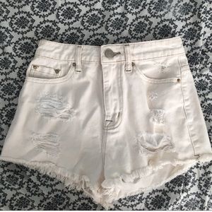 BDG White High Waisted Cheeky Denim Shorts 24